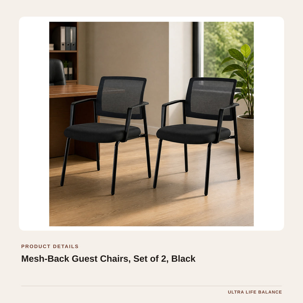 Mesh-Back Guest Chairs, Set of 2, Black product detail