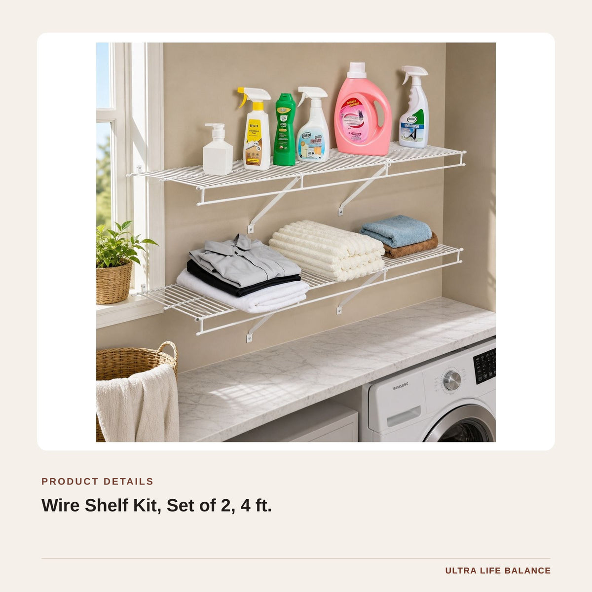 Wire Shelf Kit, Set of 2, 4 ft. product detail