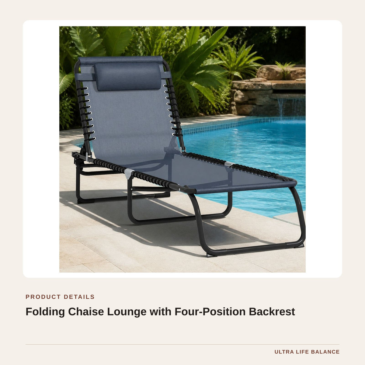 Folding Chaise Lounge with Four-Position Backrest product detail