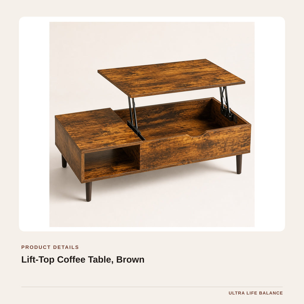 Lift-Top Coffee Table, Brown product detail