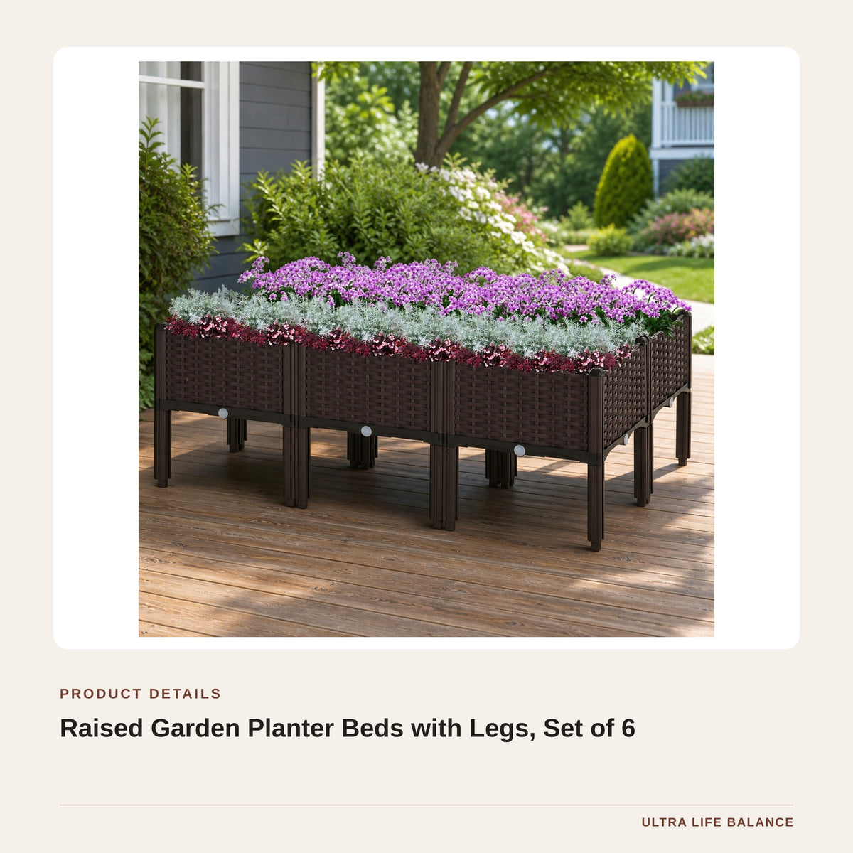 Raised Garden Planter Beds with Legs, Set of 6 product detail