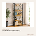 Five-Tier Bookshelf, Natural Wood product detail