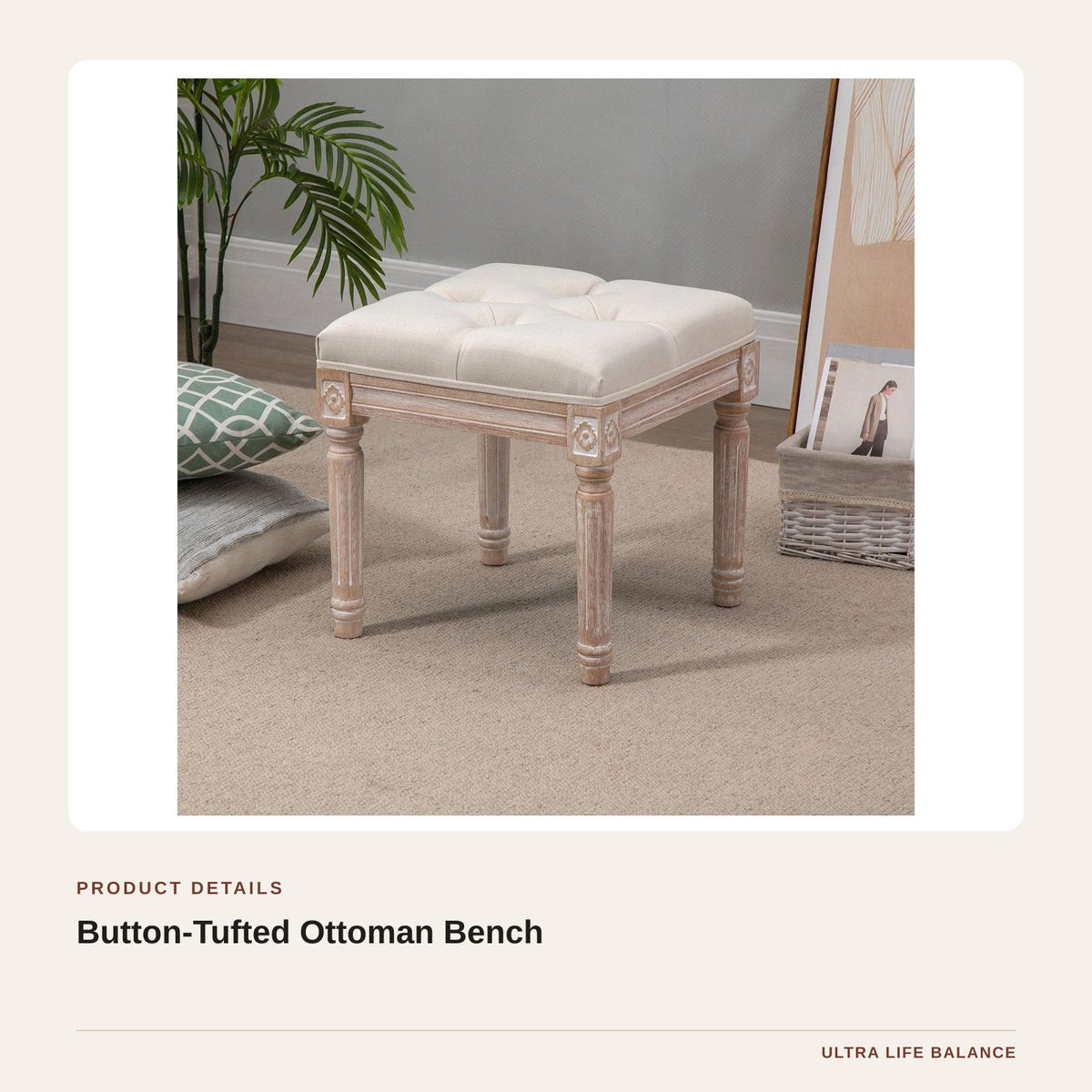 Button-Tufted Ottoman Bench product detail