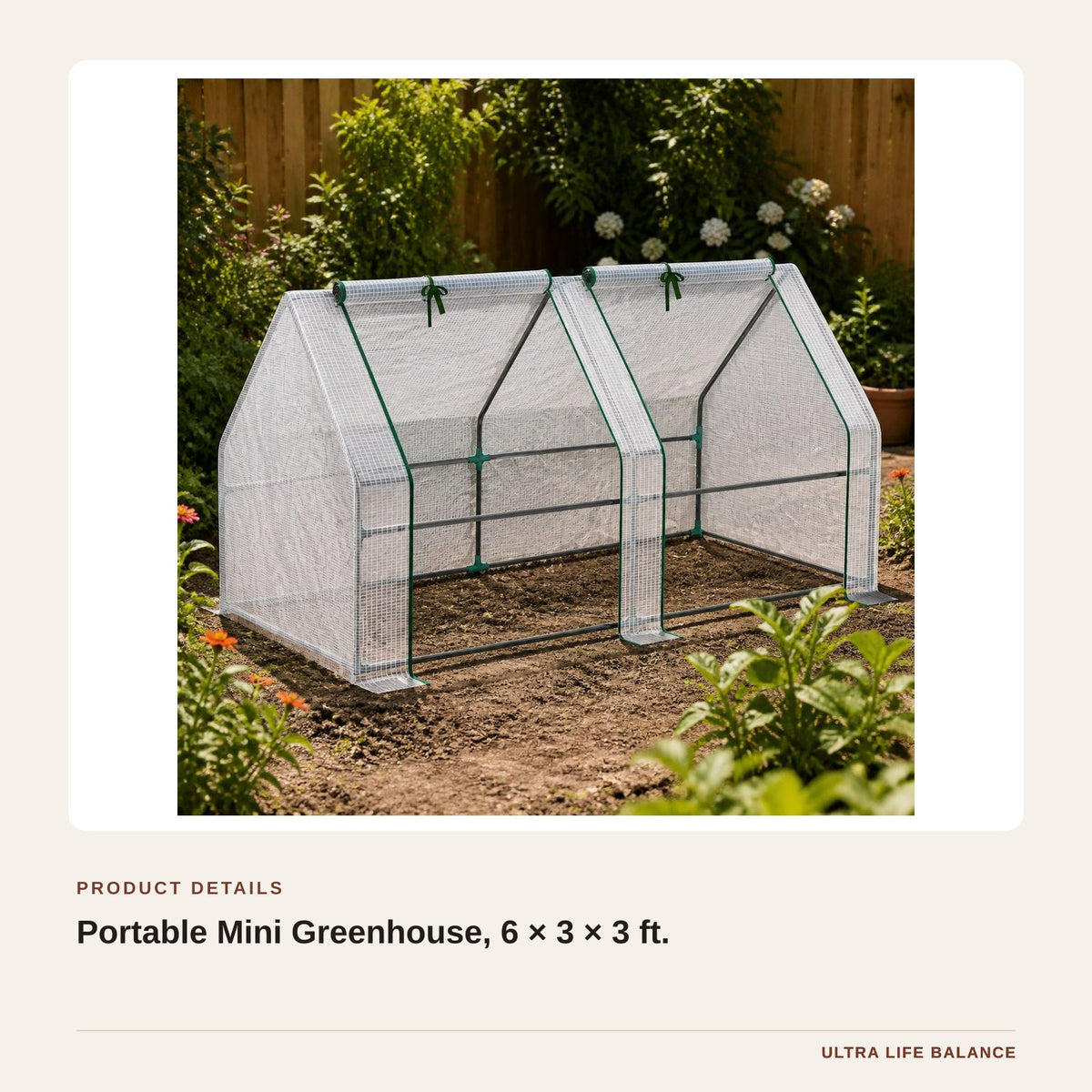 Portable Mini Greenhouse, 6 × 3 × 3 ft. product detail