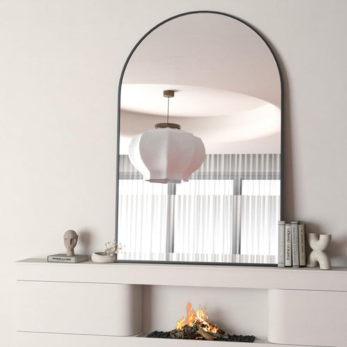 24x32 Inch Black Metal Framed Arched Bathroom Mirror for Wall. W2203p220253 — product image 2