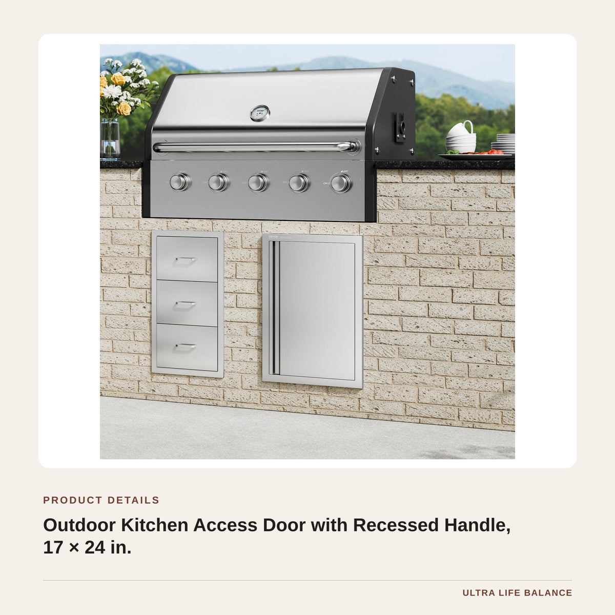 Outdoor Kitchen Access Door with Recessed Handle, 17 × 24 in. product detail