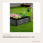 Galvanized Raised Garden Beds, Set of 2, 8 × 4 × 1 ft. product detail