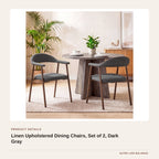 Linen Upholstered Dining Chairs, Set of 2, Dark Gray product detail
