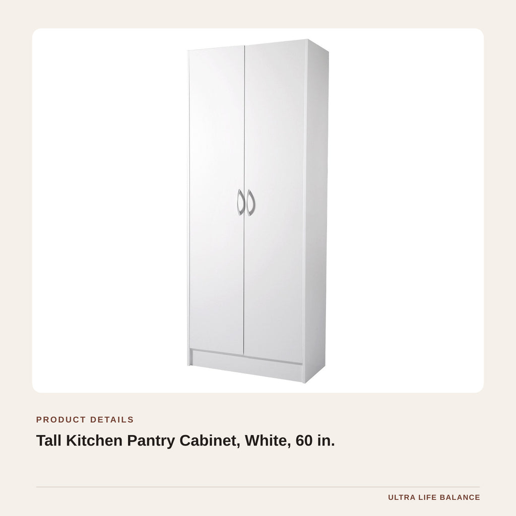 Tall Kitchen Pantry Cabinet, White, 60 in. product detail