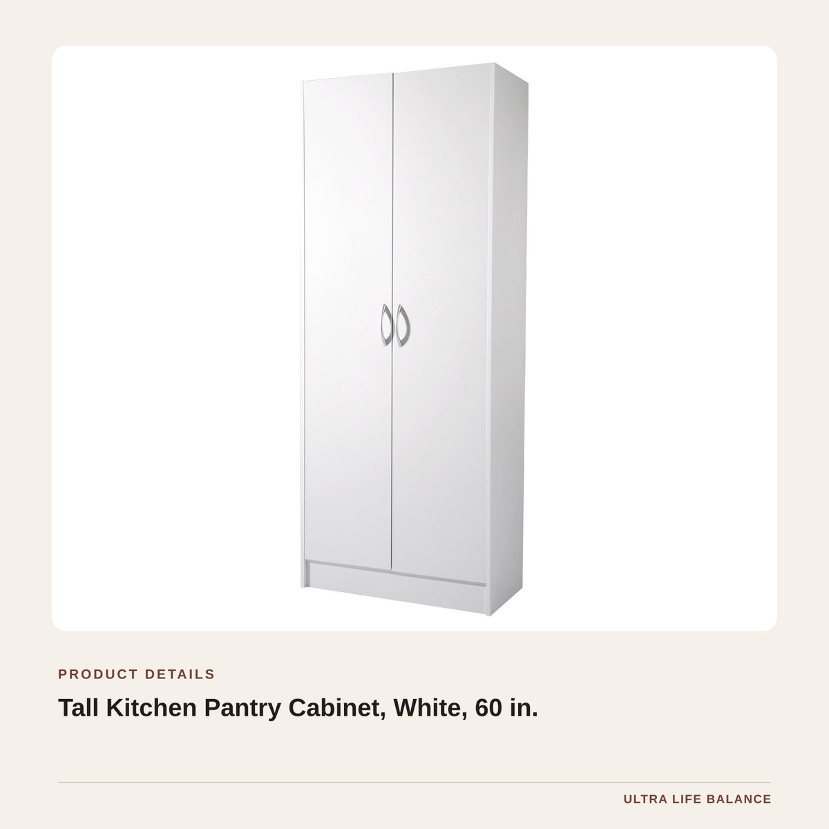 Tall Kitchen Pantry Cabinet, White, 60 in. product detail