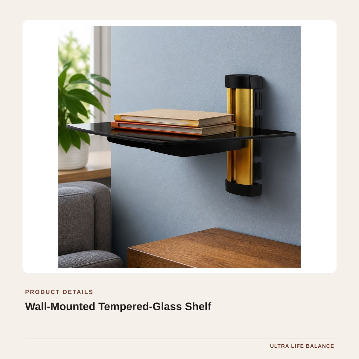 Wall-Mounted Tempered-Glass Shelf product detail