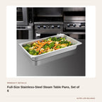 Full-Size Stainless-Steel Steam Table Pans, Set of 6 product detail
