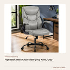 High-Back Office Chair with Flip-Up Arms, Gray product detail