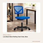 Low-Back Mesh Rolling Task Chair, Blue product detail