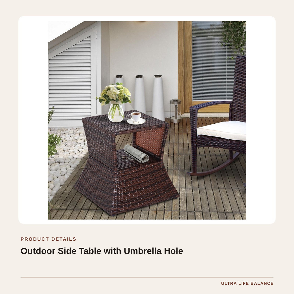 Outdoor Side Table with Umbrella Hole product detail
