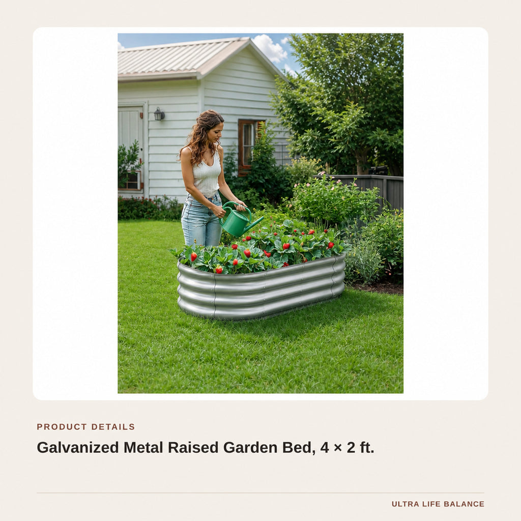 Galvanized Metal Raised Garden Bed, 4 × 2 ft. product detail