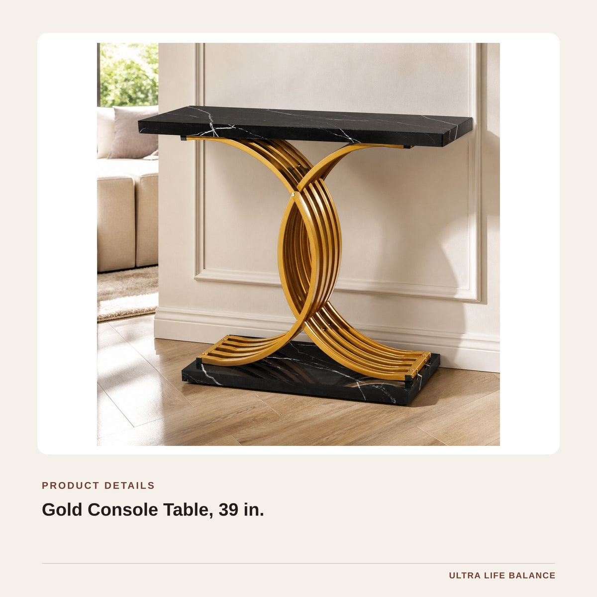 Gold Console Table, 39 in. product detail