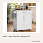 Rolling Kitchen Island with Solid-Wood Top product detail