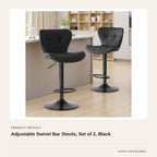 Adjustable Swivel Bar Stools, Set of 2, Black product detail