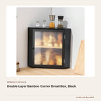 Double-Layer Bamboo Corner Bread Box, Black product detail