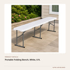 Portable Folding Bench, White, 6 ft. product detail