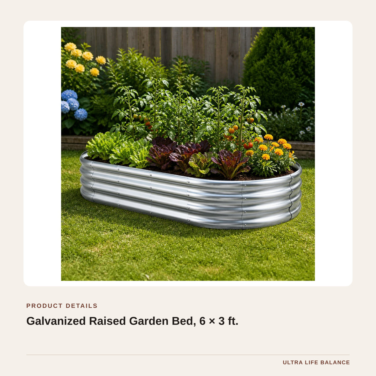 Galvanized Raised Garden Bed, 6 × 3 ft. product detail