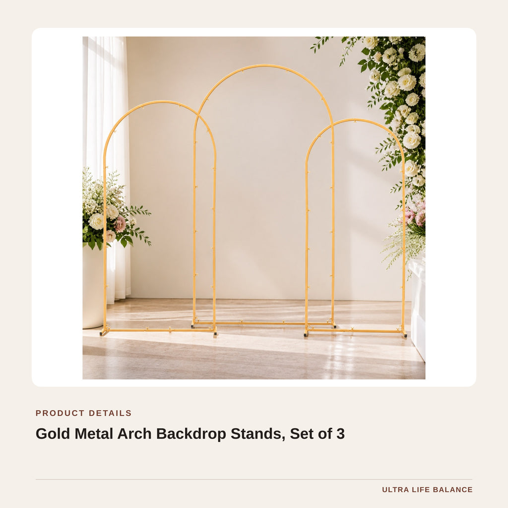 Gold Metal Arch Backdrop Stands, Set of 3 product detail
