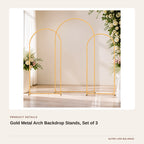 Gold Metal Arch Backdrop Stands, Set of 3 product detail