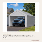 Waterproof Carport Replacement Canopy, Gray, 12 × 20 ft. product detail