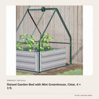 Raised Garden Bed with Mini Greenhouse, Clear, 4 × 3 ft. product detail