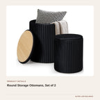 Round Storage Ottomans, Set of 2 product detail