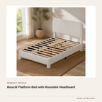 Bouclé Platform Bed with Rounded Headboard product detail