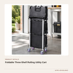 Foldable Three-Shelf Rolling Utility Cart product detail