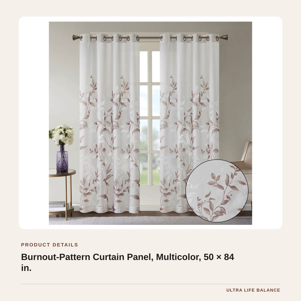 Burnout-Pattern Curtain Panel, Multicolor, 50 × 84 in. product detail