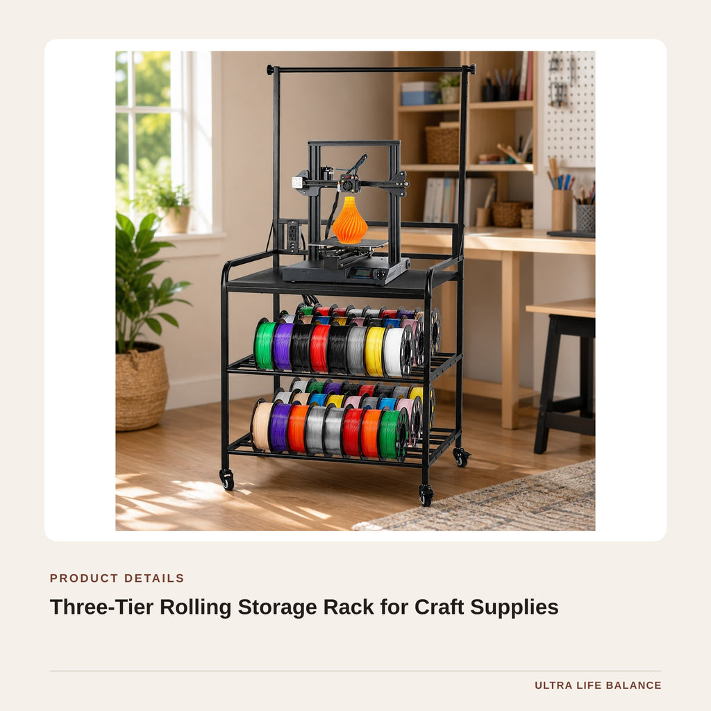 Three-Tier Rolling Storage Rack for Craft Supplies product detail