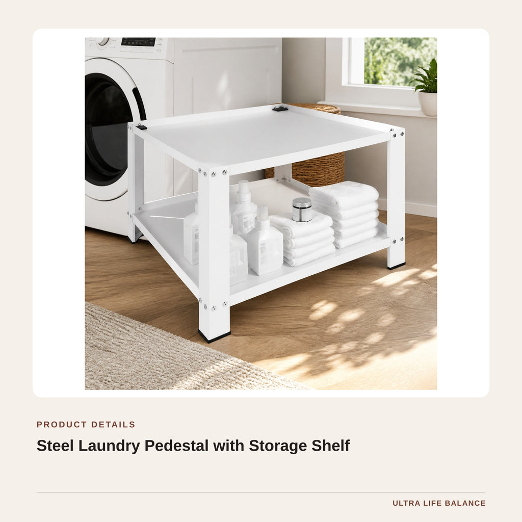 Steel Laundry Pedestal with Storage Shelf product detail