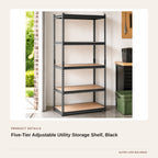 Five-Tier Adjustable Utility Storage Shelf, Black product detail