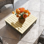 Outdoor Side Table with PE Rattan — Patio End Table with Natural Fir Wood Top — product image 3