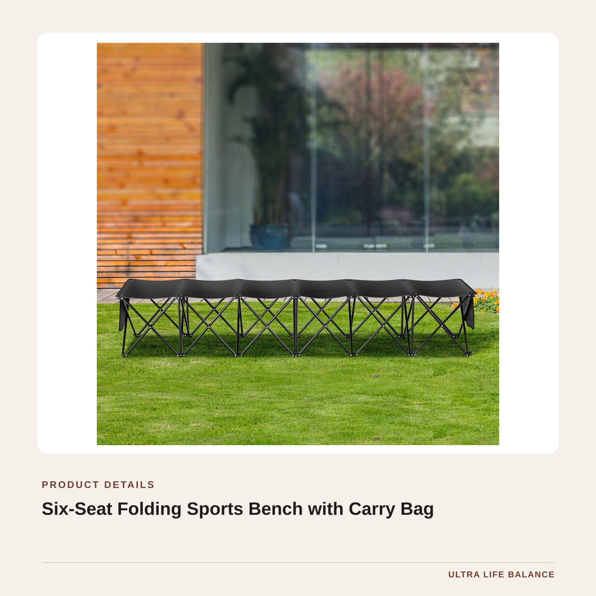 Six-Seat Folding Sports Bench with Carry Bag product detail