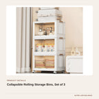 Collapsible Rolling Storage Bins, Set of 3 product detail