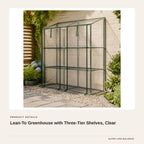 Lean-To Greenhouse with Three-Tier Shelves, Clear product detail