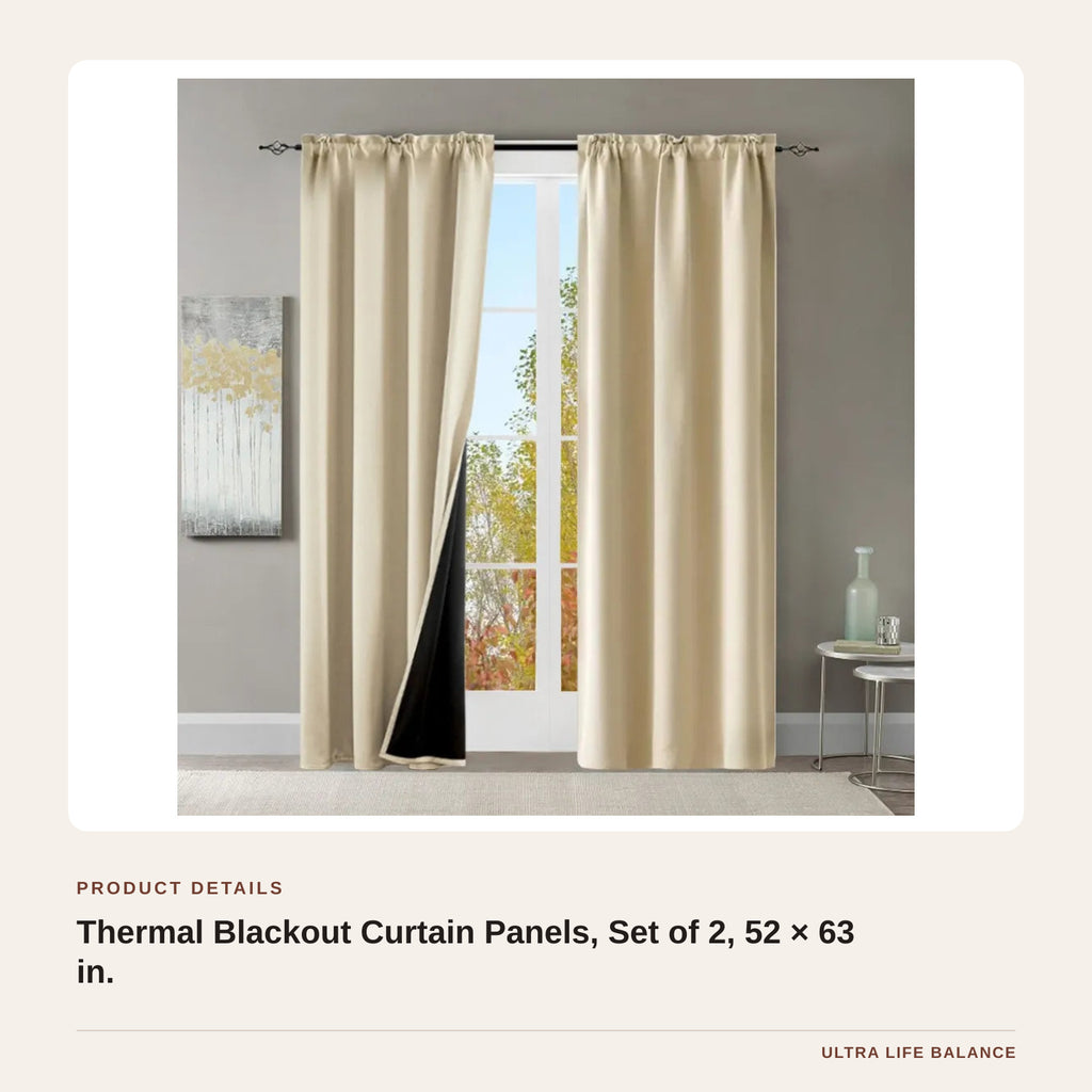 Thermal Blackout Curtain Panels, Set of 2, 52 × 63 in. product detail
