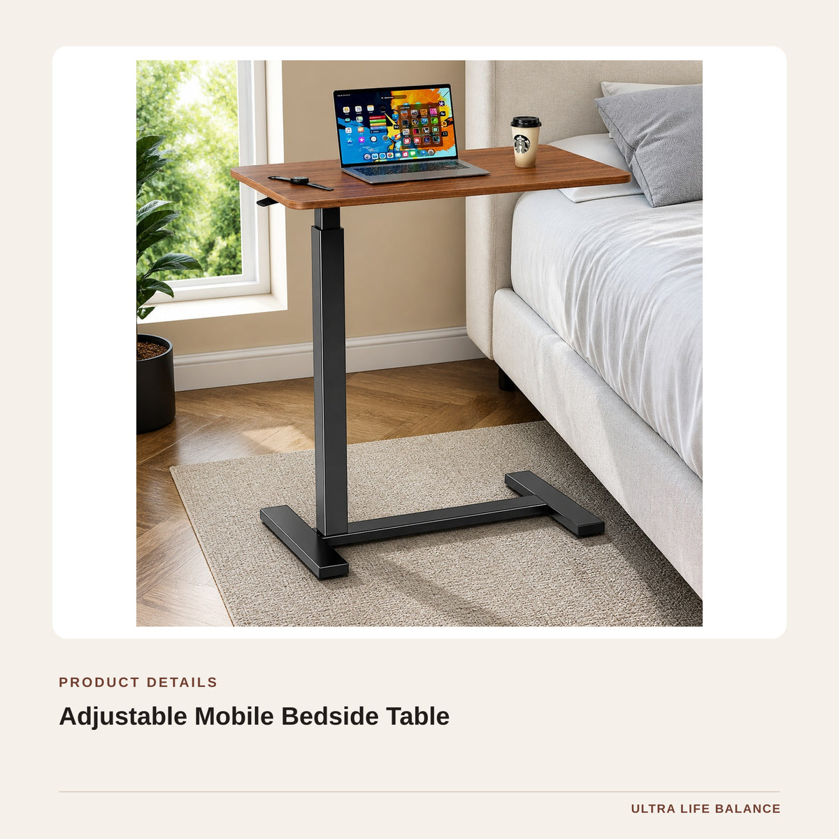 Adjustable Mobile Bedside Table product detail