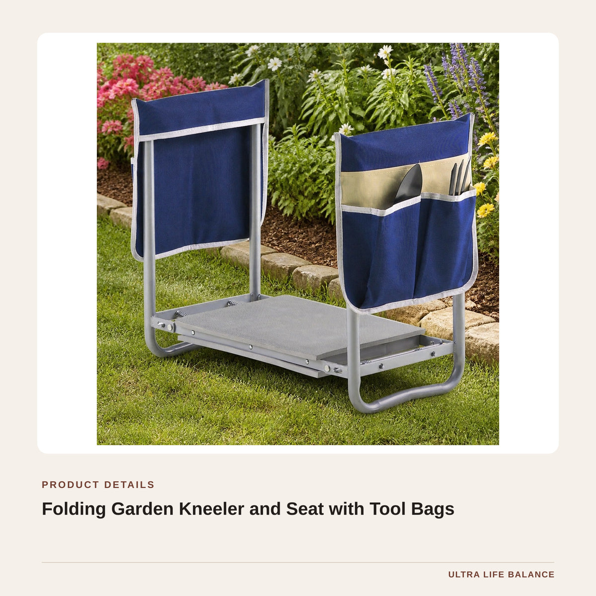 Folding Garden Kneeler and Seat with Tool Bags product detail