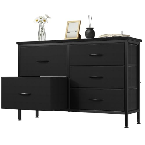 5 Drawer Dresser For Bedroom, Drawers With Wooden Top Metal Frame — product image 1