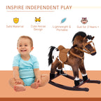 Kids Wooden Plush Ride-On Rocking Horse Chair Toy with Realistic Sounds Dark Brown/White — product image 3