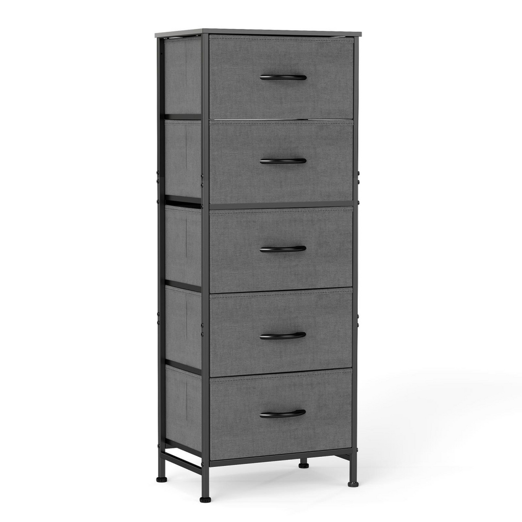Brown tall five-drawer dresser — view 3