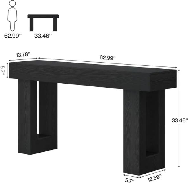 Long Console Table Wooden Rectangular Sofa Table Behind the Couch — product image 1