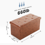 Brown folding storage ottoman bench