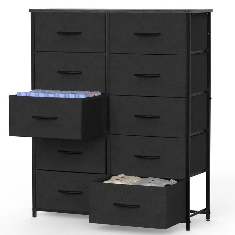 Bedside Table For Bedroom With 10 Fabric Drawers Storage Cabinet Steel Frame Closet For Clothes Storage Display Cabinet — product image 1